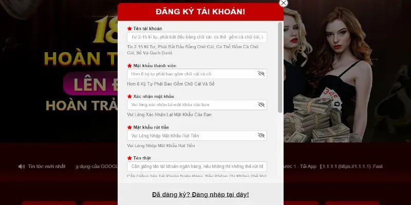 Mọi người nhập chính xác mọi thông tin yêu cầu lập tài khoản